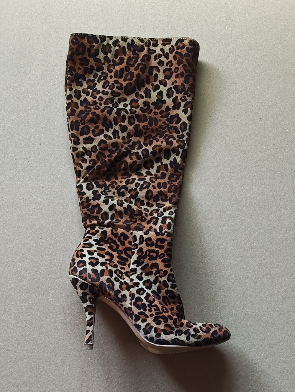 Cato Leopard Print Knee-High Stiletto Boots - Brown/Black